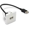 Waytex 37268 Plastron USB tipo A 45x45 F/F femmina cavo lunghezza 20cm Bianco per scivolo o supporto griglia a parete