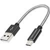 CableCreation Xillie Short USB 2.0-Micro-USB Cavo USB ad Alta velocità a Maschio a Micro B Tripla schermatura, 24 AWG Cavo 15 cm, Colore Nero