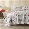 Great Bay Home - Set copripiumino reversibile con federe in microfibra, motivo vacanza, 3 pezzi