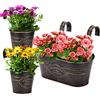 PerGar Set di 3 vasi da fiori vintage in ferro da parete, stile rustico, con ganci staccabili e foro di drenaggio, per ringhiera, recinzione, balcone, terrazza, giardino, decorazione per la casa