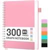 RETTACY - Blocco appunti B5 a righe, quaderno a spirale 100gsm con 300 pagine/150 fogli per disegnare, copertina rigida in PVC, per diario, college, conferenza, viaggio, 19 x 25 cm - Rosa