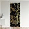 Loussiesd Tenda per porta in bambù, motivo botanico, copertura per la privacy, per bambini, ragazzi, ragazze, pannello termico isolato di lusso, colore nero dorato, divisorio, copertura per armadio, 86 x 203 cm