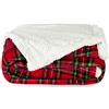 Caritex Coperta Plaid Tartan in Pile Coral e Sherpa - Dimensioni Varie W462 Matrimoniale 210x240 cm Rosso