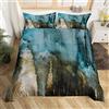 Loussiesd Set di biancheria da letto moderno astratto per bambini disordinato verde acqua nero e marrone set copripiumino per donne uomini retrò pittura copripiumino grunge copriletto decorazione