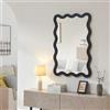 [en.casa] Specchio da Parete con Cornice Ondulata Montaggio Verticale e Orizzontale Specchio Decorativo per Ingresso Soggiorno Bagno 90x60 cm Nero