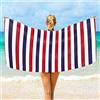 Blue Feather Products, Inc. Telo Mare Microfibra,Striscia Blu Bianca Rossa Grande Teli Asciugamano Mare Antisabbia Uomo Donna,Sand Free Asciugamano da Spiaggia Asciugatura Rapid per Yoga,Piscina,Picnic E Bagno