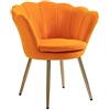 IlGruppone Poltrona Conchiglia Camera da Letto in Velluto Design Moderno, Sedia Classica con Gambe in Metallo Placcato Oro - Poltroncina per Salotto con Seduta Morbida Imbottita Modello Maddina - Mandarino