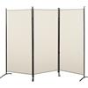 HOMCOM Paravento da Interno a 3 Pannelli, Separé Pieghevole Divisorio per Ambienti in Metallo e Poliestere, 253x50x182cm, Beige