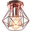iDEGU Plafoniera Vintage E27 Lampadario Soffitto Industriale 16cm Paralume in Metallo Design Gabbia Retrò E27 Lampada da Soffitto per Corridoio, Camera da Letto, Cucina, Soggiorno (Gabbia A, Oro Rosa)