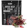 The Meat Makers Peppered Dried Beef Jerky Steak (200 g) - Carne Secca di Manzo, Carne Essiccata per Umani. Snack di carne secca ad alto contenuto proteico.