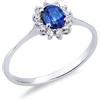Gioielli di Valenza Anello in oro bianco 750 con zaffiro blu e diamanti