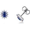 Gioielli di Valenza Orecchini halo in oro bianco 18k con zaffiro blu ovale e diamanti