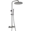 Görbach Colonna Doccia Acciaio Inox con Miscelatore Termostatico, Set Doccia a Pioggia con Asta Doccia Saliscendi Regolabili, Soffione 30cm, Grigio pistola