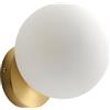 LFsem Lampada da parete Moderna Semplice Sfera di Vetro Bianco Latte con Base in Metallo Applique da Parete per Soggiorno Camera da Letto Sala da Pranzo Camera D'albergo del Caffè (20CM)