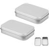 Amcbkyea 2 scatole di Latta, Mini Scatola di Metallo - Contenitore Portatile con Coperchio - Per Caramelle, Chiavi, Tè, Oggetti Piccoli - Ideale per Regali, Viaggi, Casa - Dimensioni 9.4x6x2 cm - Colore Argent