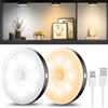 daphomeu Set di 2 luci notturne con sensore di movimento, lampada LED ricaricabile USB a tre colori, luce sensore di movimento interno per illuminazione scale, camera da letto, cucina, colore: nero
