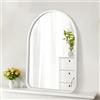HLFMVWE Specchio ad arco bianco, cornice rustica in legno, vintage, decorazione per ingresso, camera da letto, bagno, soggiorno, 40 × 30 cm