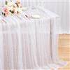 JNYUTEEN 2 Pezzi Runner da Tavolo in Tulle, 200 x 80 cm Bianca Runner da Tavola con Perlina, Runner da Tavola in Tulle per Feste Matrimoni Creatività Artigianato