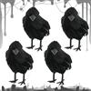 HBSFBH Decorazione per corvo nero, 4 pezzi, decorazione per Halloween, corvo realistico, decorazione per uccelli, corvo piumato, corvo nero