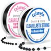 Caianwin Filo elastico nero per braccialetti da 0,6 mm e 0,8 mm, filo elastico per gioielli, bracciali, perline, gioielli di perle, artigianato, cordini e fili