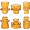 Doolitt Porta Candele Set, Portacandele da Tavolo, Moderni Vetro Decorazione, Porta Tealight Candle Holder,Cristallo per Casa, Cena, Matrimonio, Festa, Festival (6, Ambra)