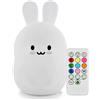 Tianhaixing Luce notturna a forma di animale, ricaricabile, in morbido silicone (senza BPA), luminosità regolabile e 9 colori tramite controllo touch e telecomando (grande coniglio)