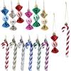 HERZONE - 18 bastoncini di zucchero da appendere per albero di Natale, decorazioni natalizie con caramelle, ornamenti brillanti appesi (bastoncini di zucchero e caramelle colorate)