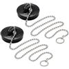 QinyOulhause 2 Pezzi Tappi di Scarico Tappi per Lavello con Catena da 40cm Tappi in Gomma per Lavandino Vasca da Bagno Tappo per Lavabo Diametro 40-45mm Tappi in Gomma per Lavelli,Vasche da Bagno e Cucine(Nero)