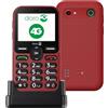 Doro - Telefono Leva E10 - Cellulare Per Anziani - Display Orizzontale 2,4, Tasti Alto Contrasto, Audio Forte e Chiaro, HD Voice, Fotocamera, Pulsante Secure - Base di Ricarica - Rosso