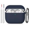 KOKOKA Custodia Case Compatibile con AirPods Pro 3 2025 con Kit di Pulizia, Cover Protettiva in Morbido Silicone per AirPods Pro 3ª Generazione con Moschettone, LED Anteriore Visibile, Midnight Blue