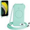 FMPCUON FNPCUON Cover Magnetica Silicone per iPhone 6/7/8/SE 2020/SE 2022 con Cordino,Compatibile con MagSafe,Custodia con Laccio Collana Tracolla Collo Sottile TPU Protettiva Case con Corda.Menta verde