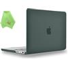 UESWILL Compatibile con MacBook Pro 2021 da 16 pollici, custodia rigida opaca modello A2485,M1 Max e Touch ID + panno in microfibra, verde notte
