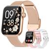 AIMIUVEI Smartwatch Donna, Orologio Smartwatch con Chiamate e Whatsapp, 120+ modalità Sportive, 24H Frequenza Cardiaca SpO2, Sonno Fisiologia Femminile IP68 Notifiche Calorie per Android iOS Oro Rosa