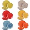 KASANOVA servizio piatti Allegro - Piatti in stoneware per 6 persone - Set tavola completo 18 pezzi