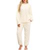 Niwicee Pigiama Donna Invernale Pile Pigiami Caldo Felpato Pigiama Flanella Donna Abbigliamento da Notte Lounge Pigiami Due Pezzi Felpa a Maniche Lunghe e Pantaloni con Tasche (Blu, L)