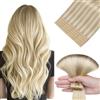 Hotbanana Extension Capelli Veri Biadesivo 35cm | Extension Biadesive Capelli Veri Lisci Remy Ombre Biondo Cenere a Biondo Platino Tape in Hair Extensions Capelli 20PCS 50g