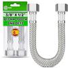ONIX TECH Tubo Corazzato 100 cm Femmina 3/8" x Femmina 1/2" DN8 DE13 - Tubo Flessibile Realizzato in Acciaio Inox Temperatura max 70°C Pressione di Esercizio 10 bar - MADE IN SPAIN - ONIX TECH