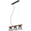 Briloner Leuchten - Lampada a sospensione con 3 luci, retrò/vintage, regolabile in altezza, look griglia, 3x E14, max. 25 Watt, metallo-legno, nero, 650x150x1360mm (LxPxH)
