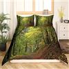 Homemissing Set di biancheria da letto della foresta autunno foresta & lino alberi nebbiosi copripiumino set morbido microfibra cerniera scena bosco trapunta copertura king size