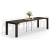 Mobili Fiver, Tavolo Consolle Allungabile First, 45(305) x90 cm, Noce Scuro, fino a 14 posti, Consolle da ingresso e sala, Made in Italy