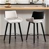 chairus Set di 2 Sgabelli Cucina in Pelliccia Sintetica Sgabelli da Bar con Schienale Sedie Alte con Gambe in Legno Sgabelli Moderni per Bar/Sala da Pranzo/Penisola, Bianco