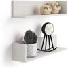 Mobili Fiver, Coppia di Mensole Luxury, in Nobilitato, Frassino Bianco, 75 x 16,5 x 16,5 cm