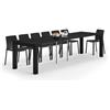 Mobili Fiver, Tavolo Consolle Allungabile First, 45(305) x90 cm, Nero Frassino, fino a 14 posti, Consolle da Cucina e soggiorno, Made in Italy