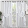 BGment Tende oscuranti bianche con copertura trasparente, tende a doppio strato con occhielli argentati stampati pannelli isolanti termici per camera da letto/soggiorno/camera da letto, 2 pannelli