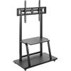 Ewent Supporto TV Premium in Acciaio, Supporto Mobile su ruote per schermi al plasma/LED/LCD da 55-120 pollici, Supporto TV da Pavimento fino a 150Kg, Regolabile in altezza e larghezza, con 2 Ripiani