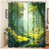 Xiaoterna Tenda da doccia con piante floreali Verde primavera natura foresta tenda da bagno Verde alberi alti fiore in fiore fiume ruscello natura tenda da doccia Decorazione bagno 120x200cm