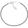 Amen Bracciale da Donna Bracciale in Argento 925 con zirconi Neri di Colore rodio, Lunghezza Pari a 17 + 3,5 cm; diamentro di 1 mm. La referenza è: BT1BN17