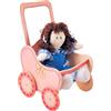 Dida - Passeggino per Bambole Rosa: Realizzato in Legno, Carrozzina per Grandi Bambole fino a 50 cm Ideale per i Giochi di Ruolo di Piccole Mamme e Papà, per Bambini 2 3 4 Anni