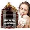 Xinyig Zawina Marocco Black Beldi Soap,Marocchino Black Soap Hammam,Dispenser di sapone nero bagno,Sapone africano nero,Sapone nero esfoliante Beldi,Sapone nero Pulizia profonda per tutto il corpo,Sapone
