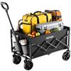 VEVOR Carrelli Pieghevoli da 120 L Capacità di Peso 102,06 kg Carrello Multiuso per Esterni Resistente con Ruote per Tutti Terreni, Maniglia Regolabile, per Spiaggia, Alimentari, Giardino, Nero